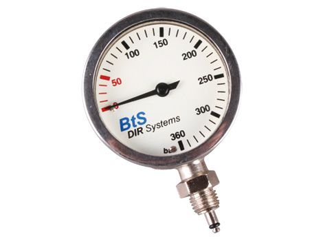 Manometer Kapsel 63mm "BtS Dir Systems" 0-360 Bar, Mineralglas, Nickel verchromtes Gehäuse